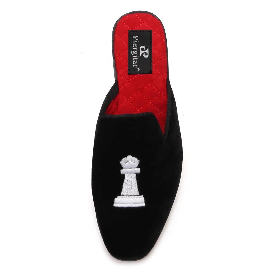 Chess Embroidery Velvet Shoes UNISEX