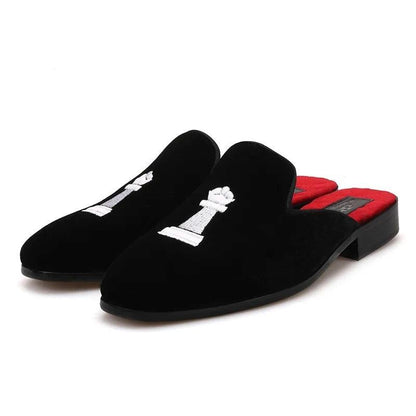 Chess Embroidery Velvet Shoes UNISEX