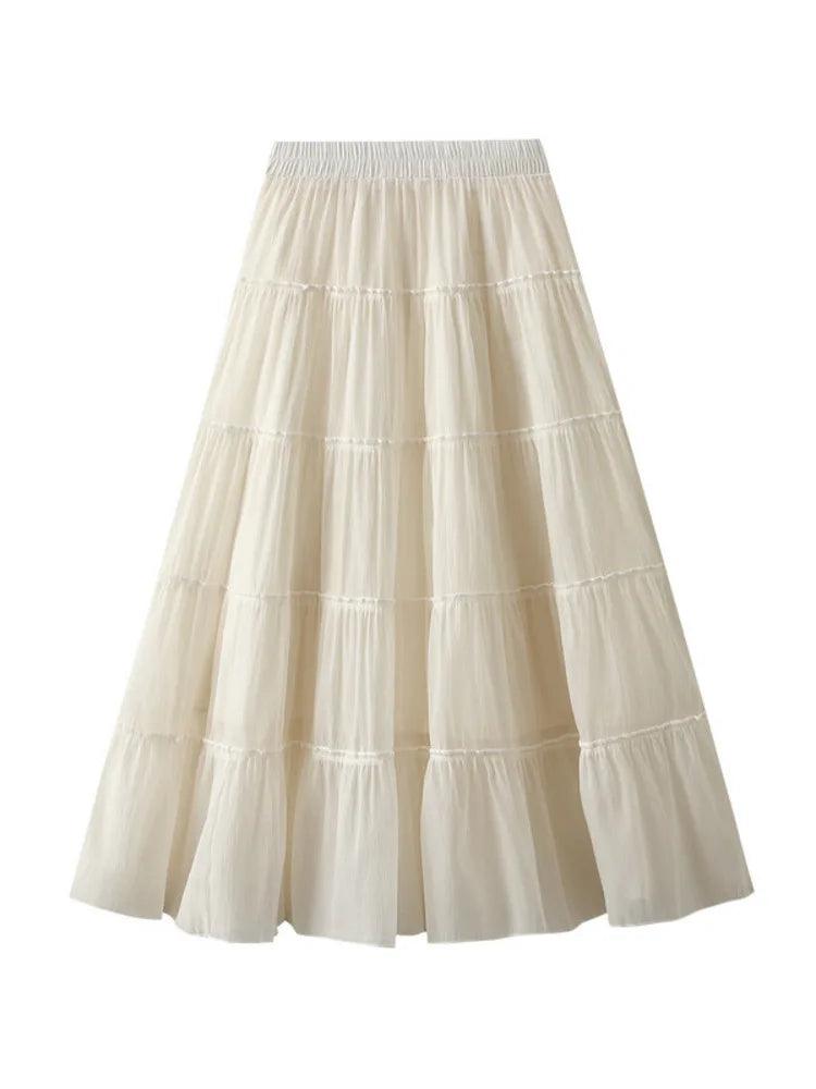 Elastic High-Waisted A-Line Skirt