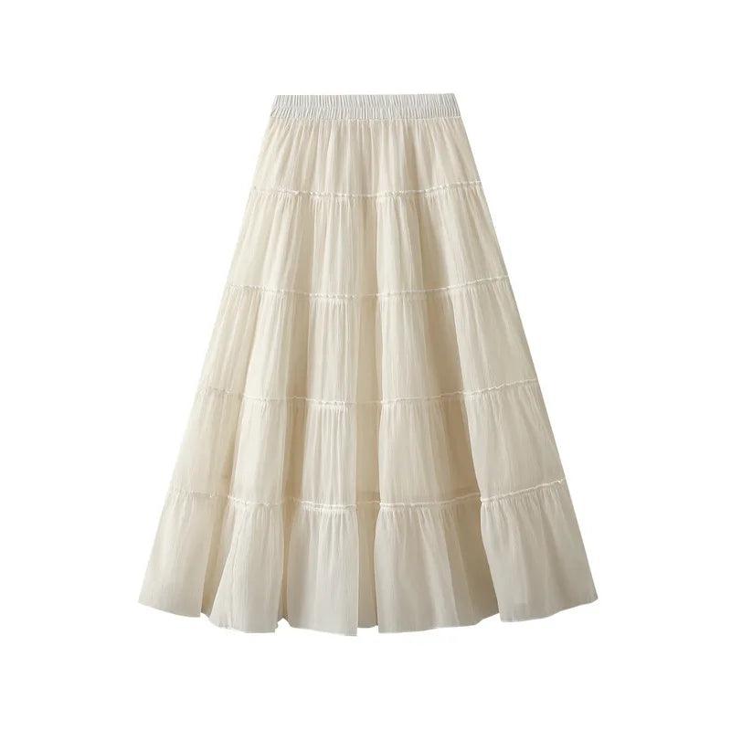 Elastic High-Waisted A-Line Skirt