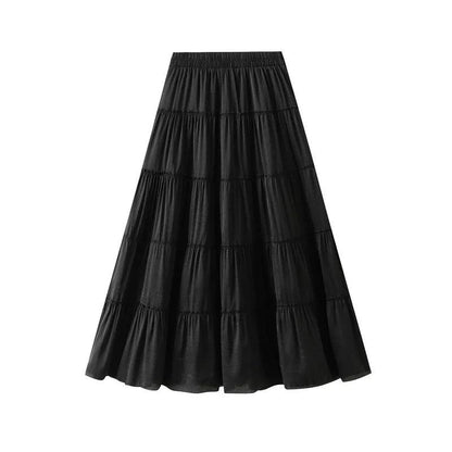 Elastic High-Waisted A-Line Skirt