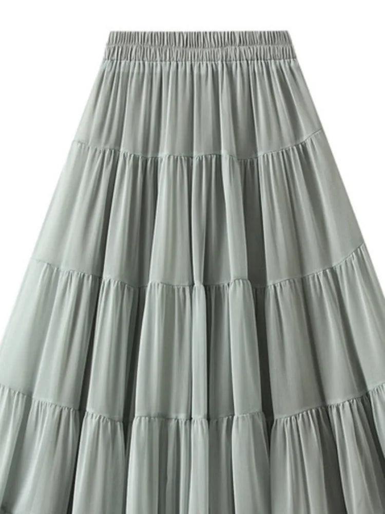 Elegant High Waisted Pleated Skirt