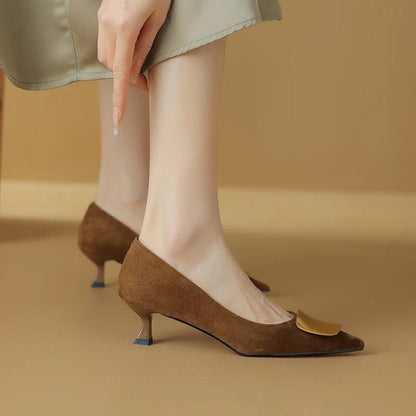 Elegant Leather High Heel Women Pumps