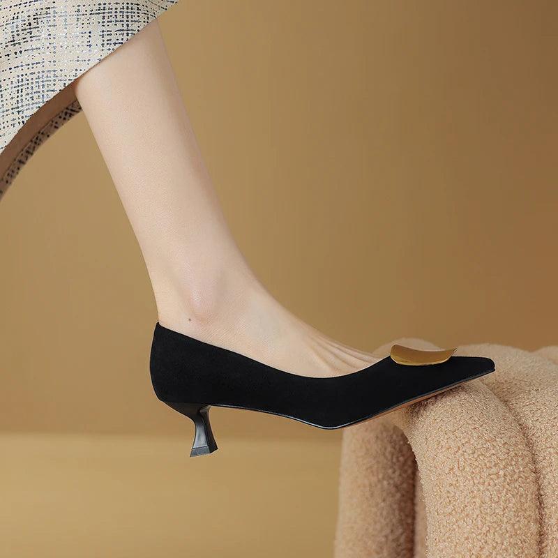 Elegant Leather High Heel Women Pumps