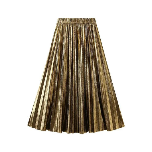 Elegant Metallic Pleated Skirt for Women