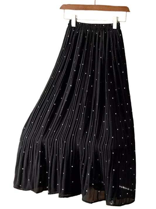 Fashion Pleated Skirt Dot Chiffon