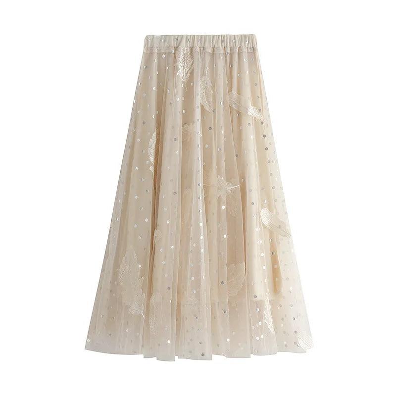 Feather Embroidery Fairy Skirt