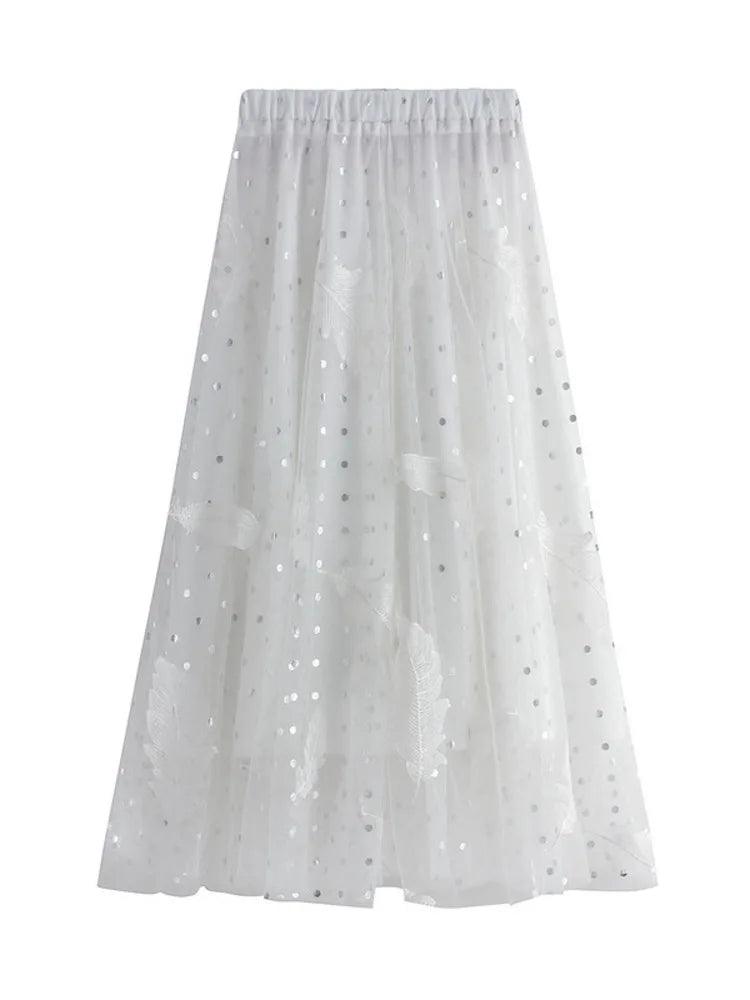 Feather Embroidery Fairy Skirt