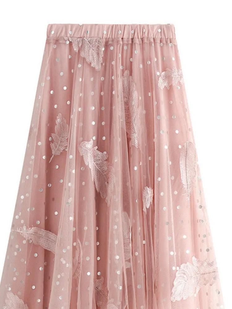 Feather Embroidery Fairy Skirt