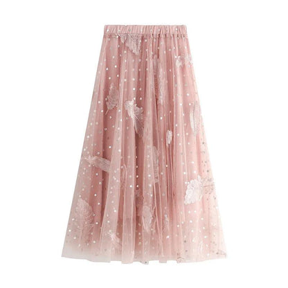 Feather Embroidery Fairy Skirt