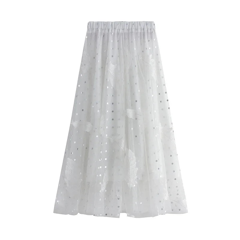 Feather Embroidery Fairy Skirt