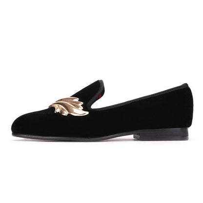 Golden Touch Velvet Loafers for Women