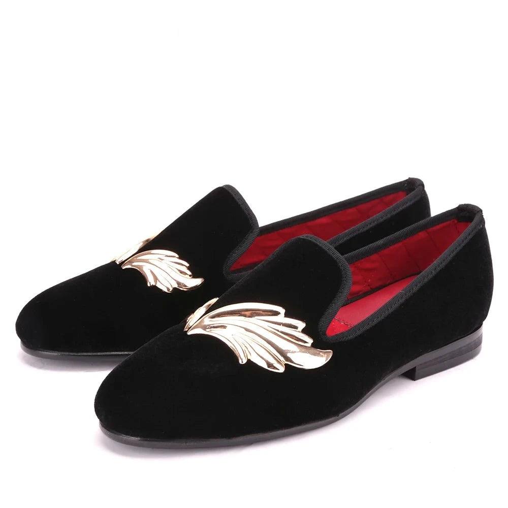 Golden Touch Velvet Loafers for Women