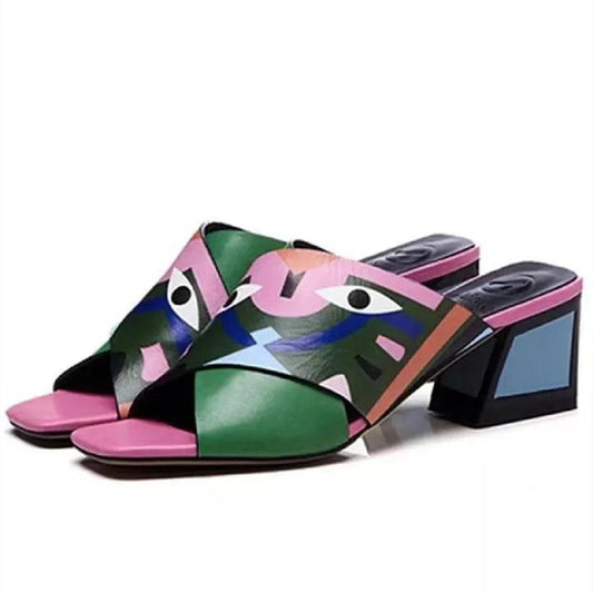 Graffiti Women Sandals Eye Print