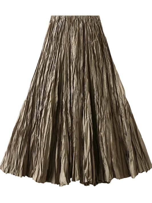 High-Waisted Pleated A-Line Skirt