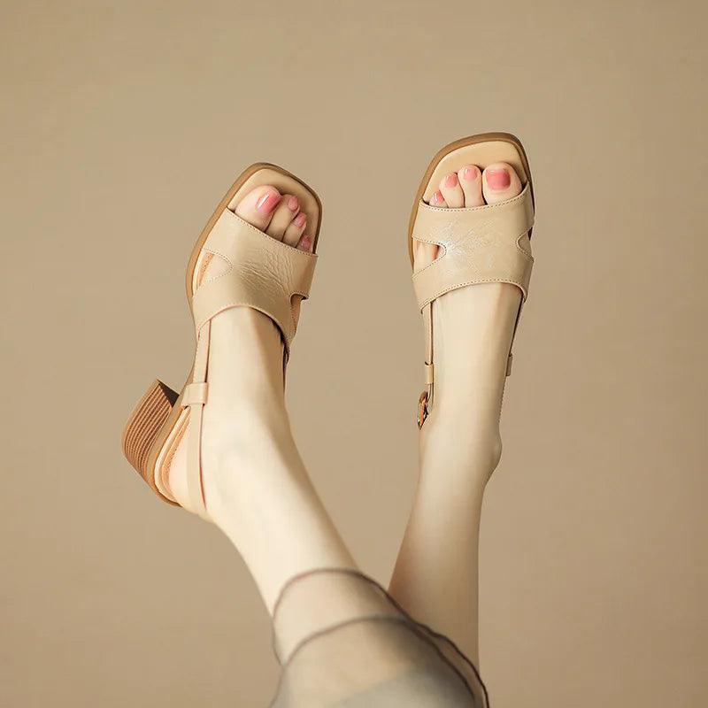 Open-Toe Buckle Strap Sandals for Women