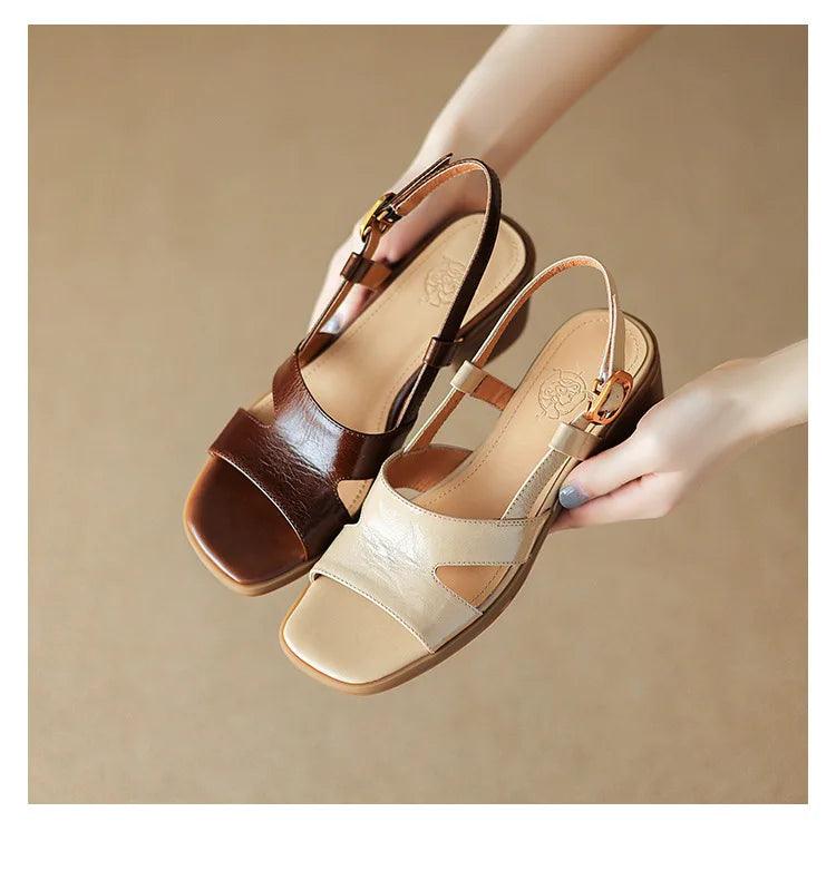 Open-Toe Buckle Strap Sandals for Women