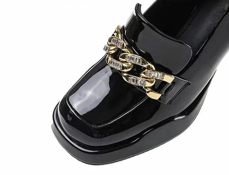 Patent Leather Chunky Women Platform Pumps