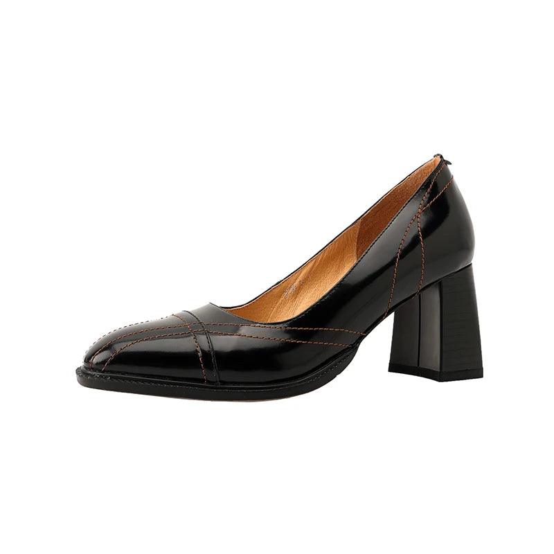 Patent Leather Round Toe Women Pumps