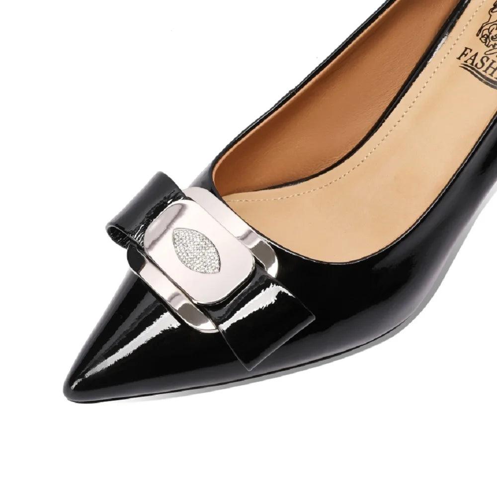 Pointed Toe Women Leather Stiletto Pumps