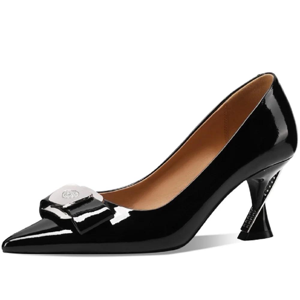 Pointed Toe Women Leather Stiletto Pumps