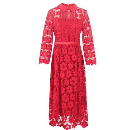 Floral Lace Collar Work Dress