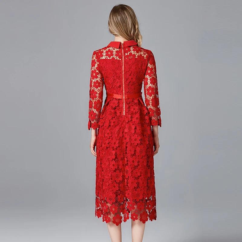 Floral Lace Collar Work Dress