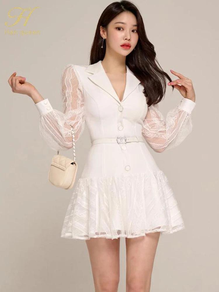 Elegant Hollow-Out Lace Patchwork Party Dress