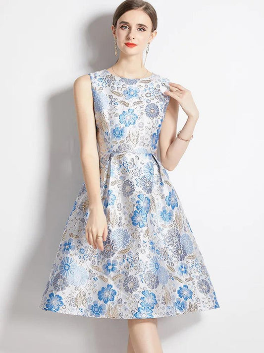 Elegant Floral Sleeveless Party Dress
