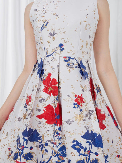 Elegant Flower Jacquard Party Dress