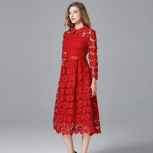 Floral Lace Collar Work Dress