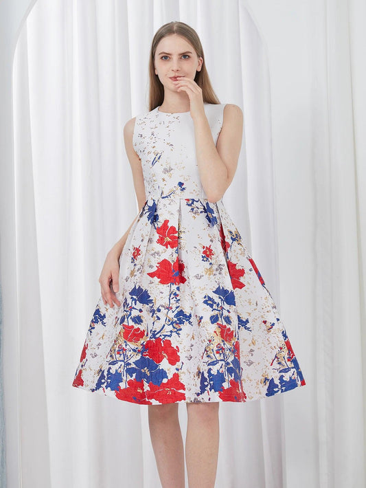 Elegant Flower Jacquard Party Dress