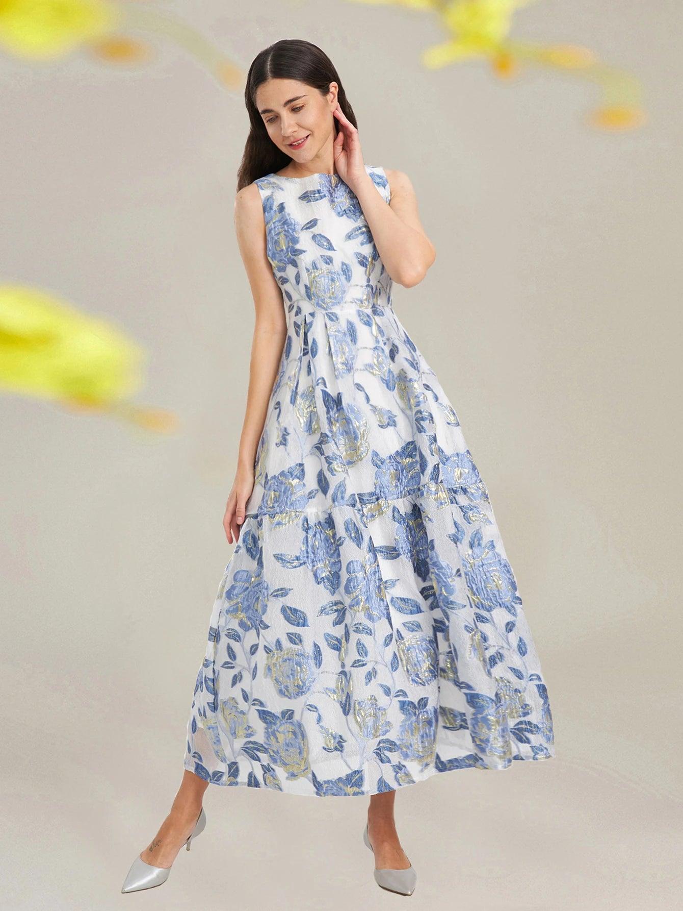 Elegant Organza Sleeveless Maxi Dress