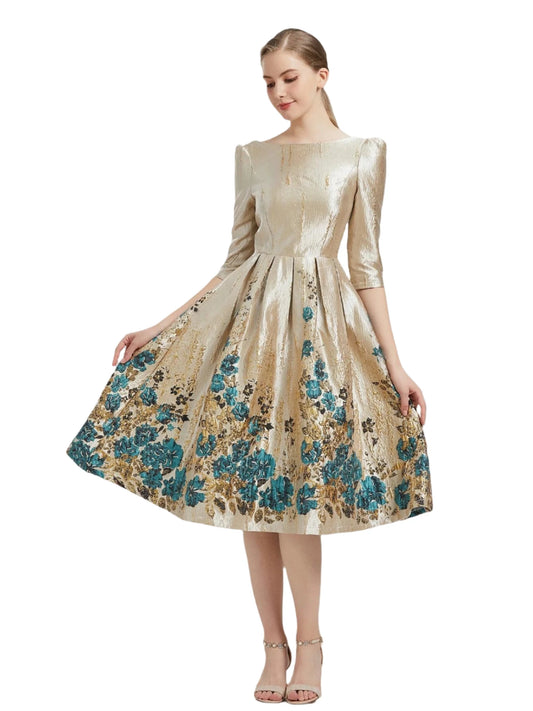 Luxury Floral Jacquard Evening Dress
