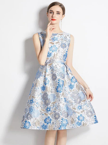 Elegant Floral Sleeveless Party Dress