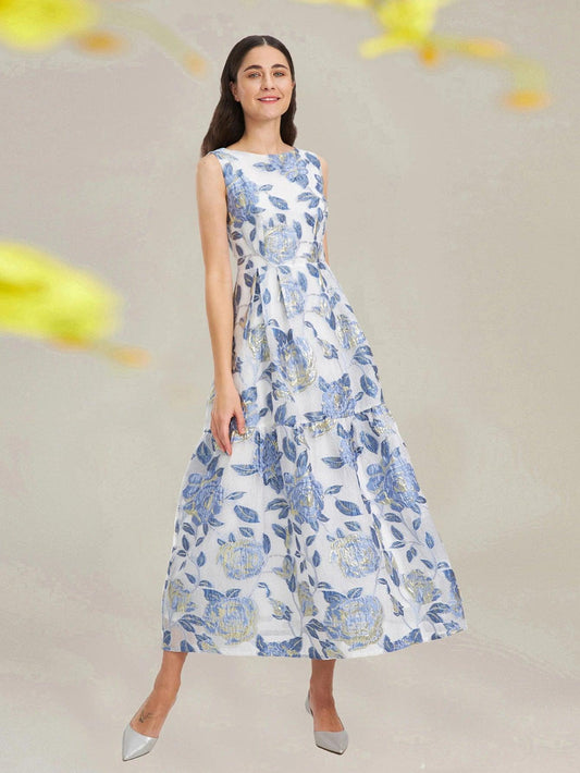 Elegant Organza Sleeveless Maxi Dress