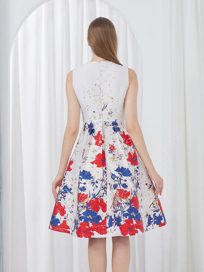 Elegant Flower Jacquard Party Dress