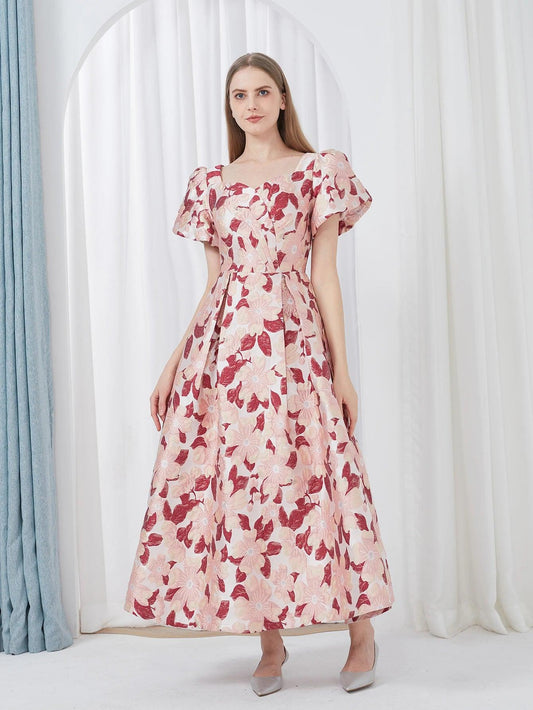 Elegant Embroidery Jacquard Long Prom Dress