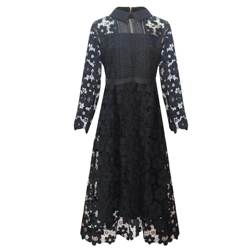 Floral Lace Collar Work Dress