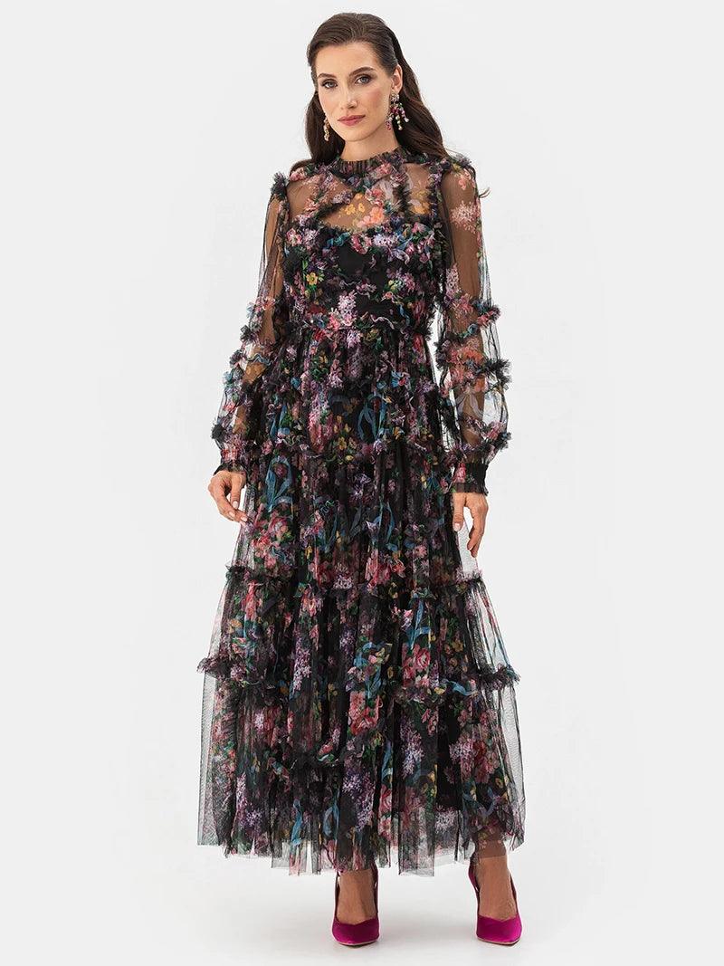 Elegant Sexy Lace Floral Prom Dress