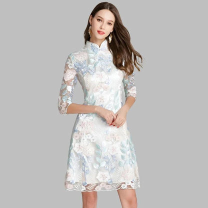 Three-Quarter Knee-Length Elegant Party Dress