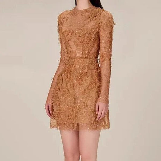 Green Lace Bodycon Long-Sleeve Party Dress