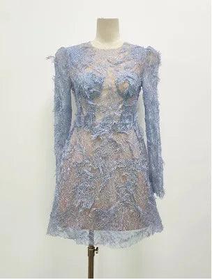 Lace Long Sleeve 3D Petal Dress