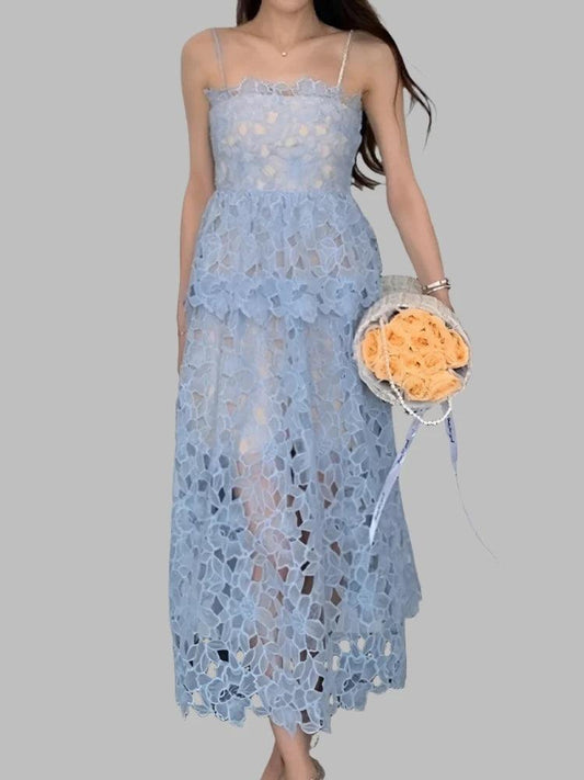 Fairy Style Lace Splice Dress Set