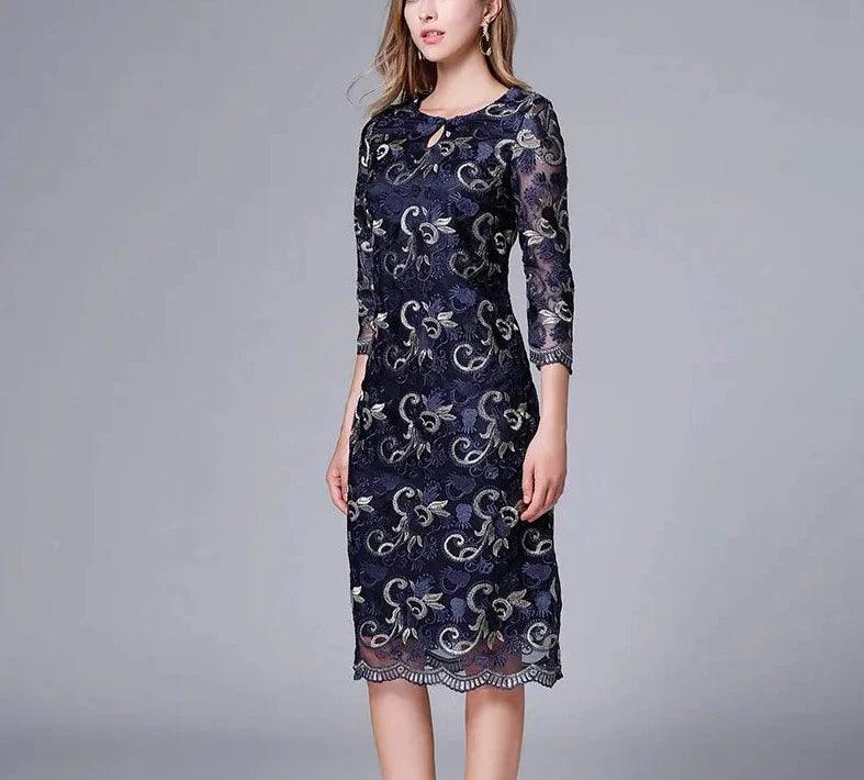 Vintage Three-Quarter Floral Loose Dress