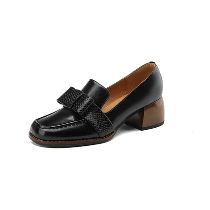 Square Toe Leather Pumps for Women