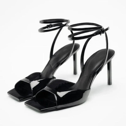 Strappy Sandals High Heels Square Toe