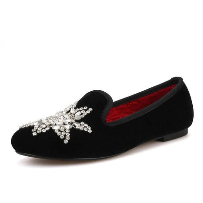 Velvet Rhinestone Women’s Loafers