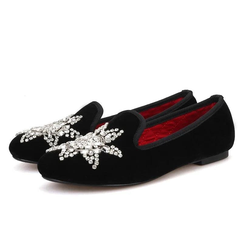 Velvet Rhinestone Women’s Loafers