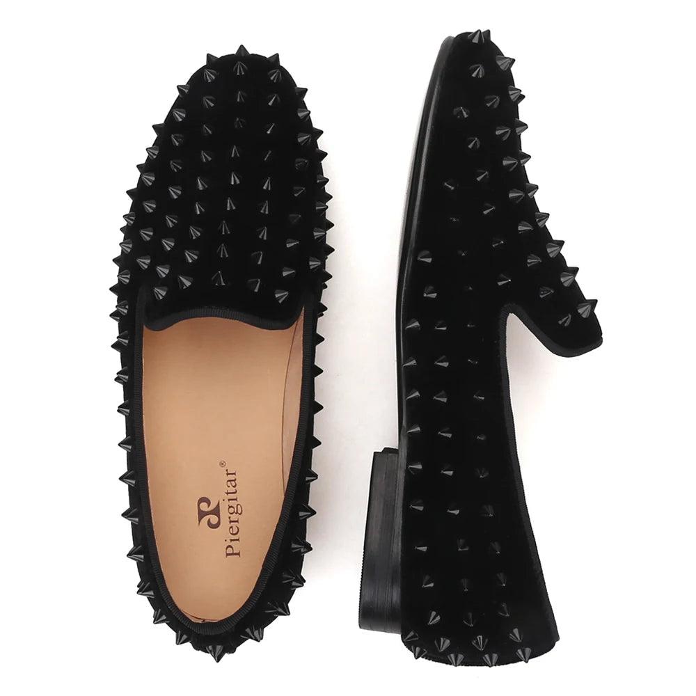 Velvet Women's Loafers with Spikes